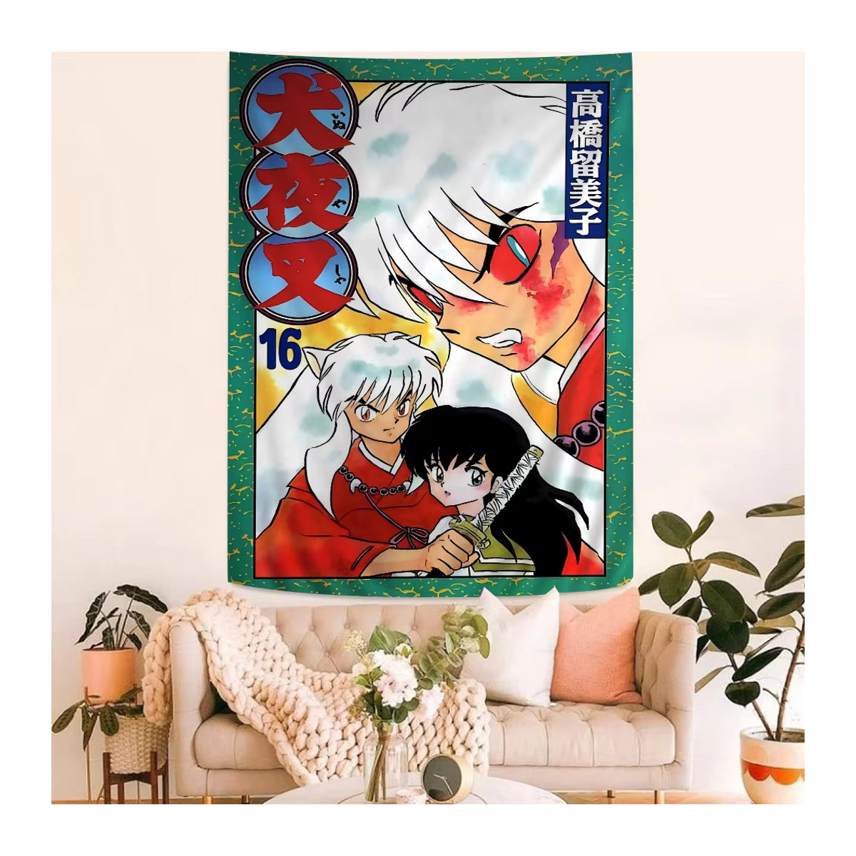 Inuyasha Anime DIY Wandteppich von Potdemiel, mehrfarbig, rechteckig, Textil Wandkunst für dein Wohnzimmer oder Wohnheim - Bild 4