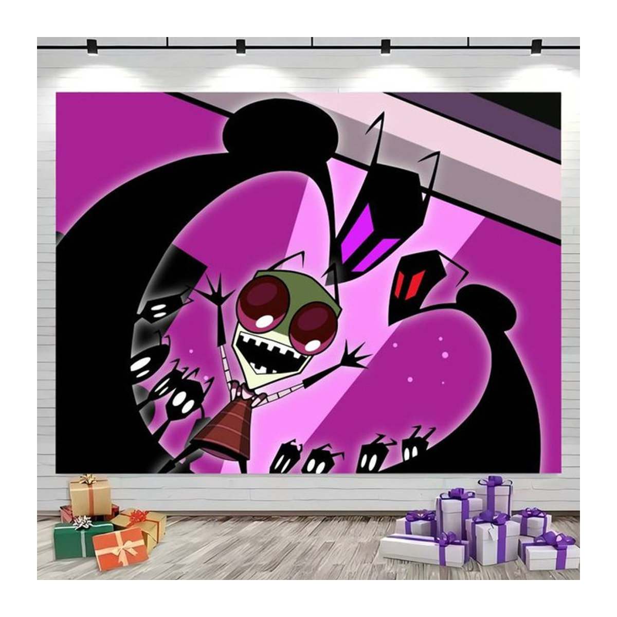 Invader Zim Cartoon Anime Party Banner als mehrfarbige Dekoration für Kindergeburtstage, Textil, B/H: 120 x 120 cm - Bild 1