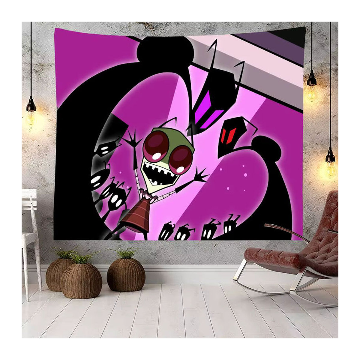 Invader Zim Cartoon Anime Party Banner als mehrfarbige Dekoration für Kindergeburtstage, Textil, B/H: 120 x 120 cm - Bild 2