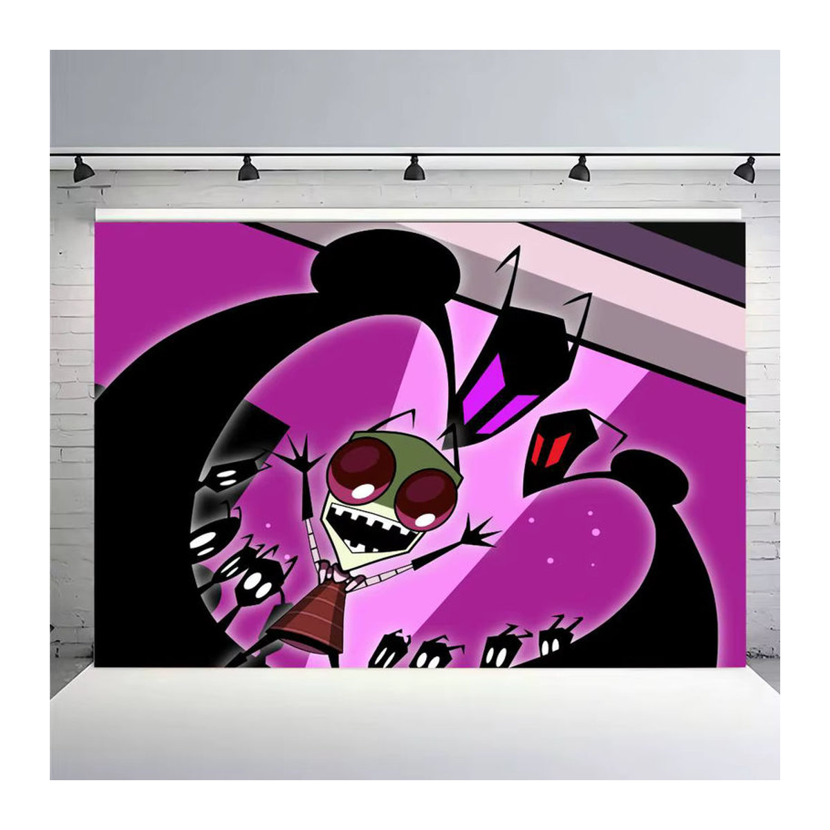 Invader Zim Cartoon Anime Party Banner als mehrfarbige Dekoration für Kindergeburtstage, Textil, B/H: 120 x 120 cm - Bild 3