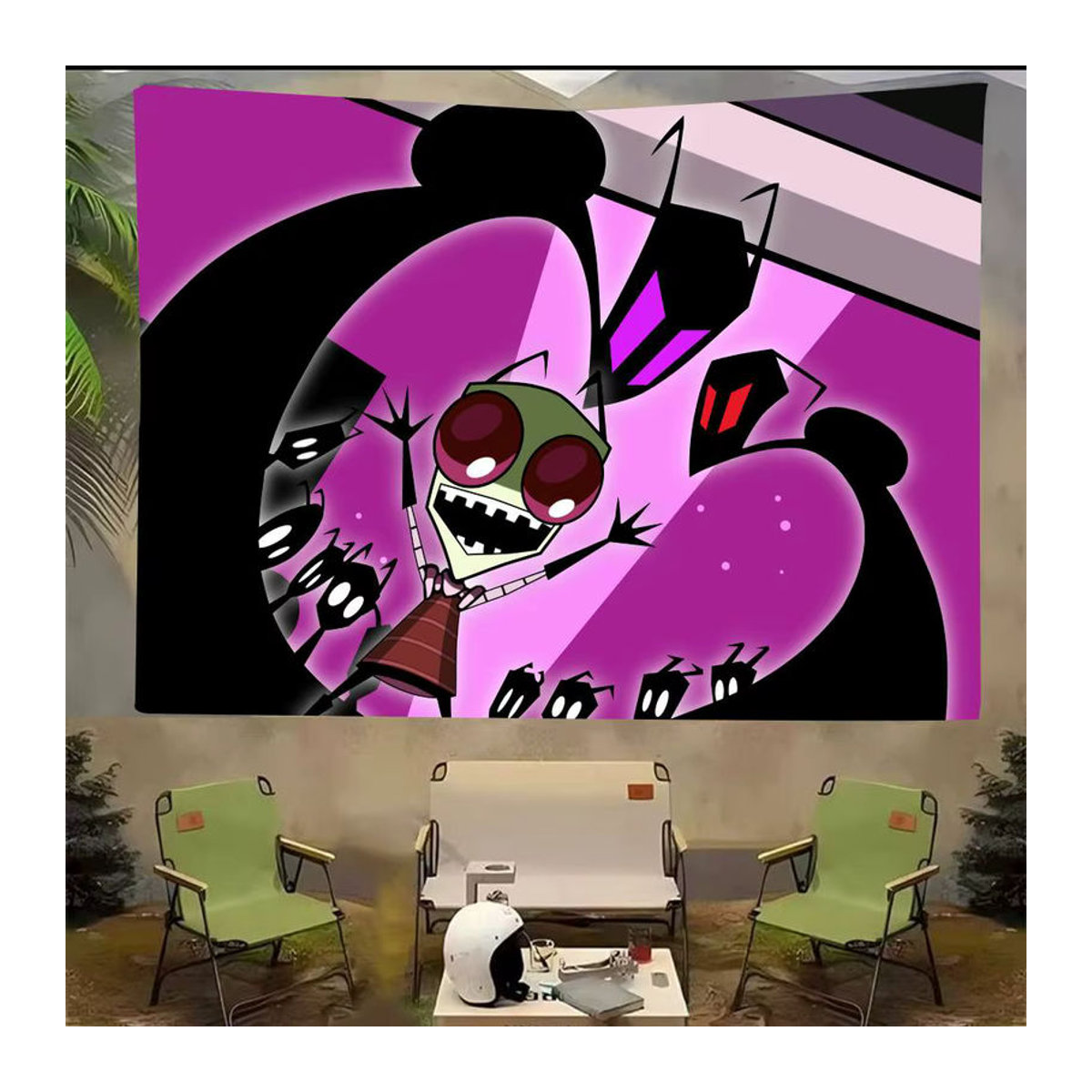 Invader Zim Cartoon Anime Party Banner als mehrfarbige Dekoration für Kindergeburtstage, Textil, B/H: 120 x 120 cm - Bild 5