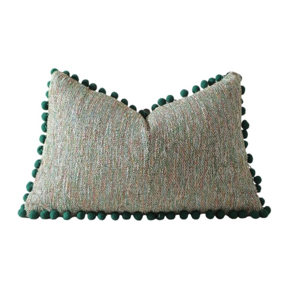 Inyahome Boho Kissenbezüge aus Samt mit Pompon in Grün und Schwarz, B/H: 30 x 50 cm und 45 x 45 cm - Bild 1