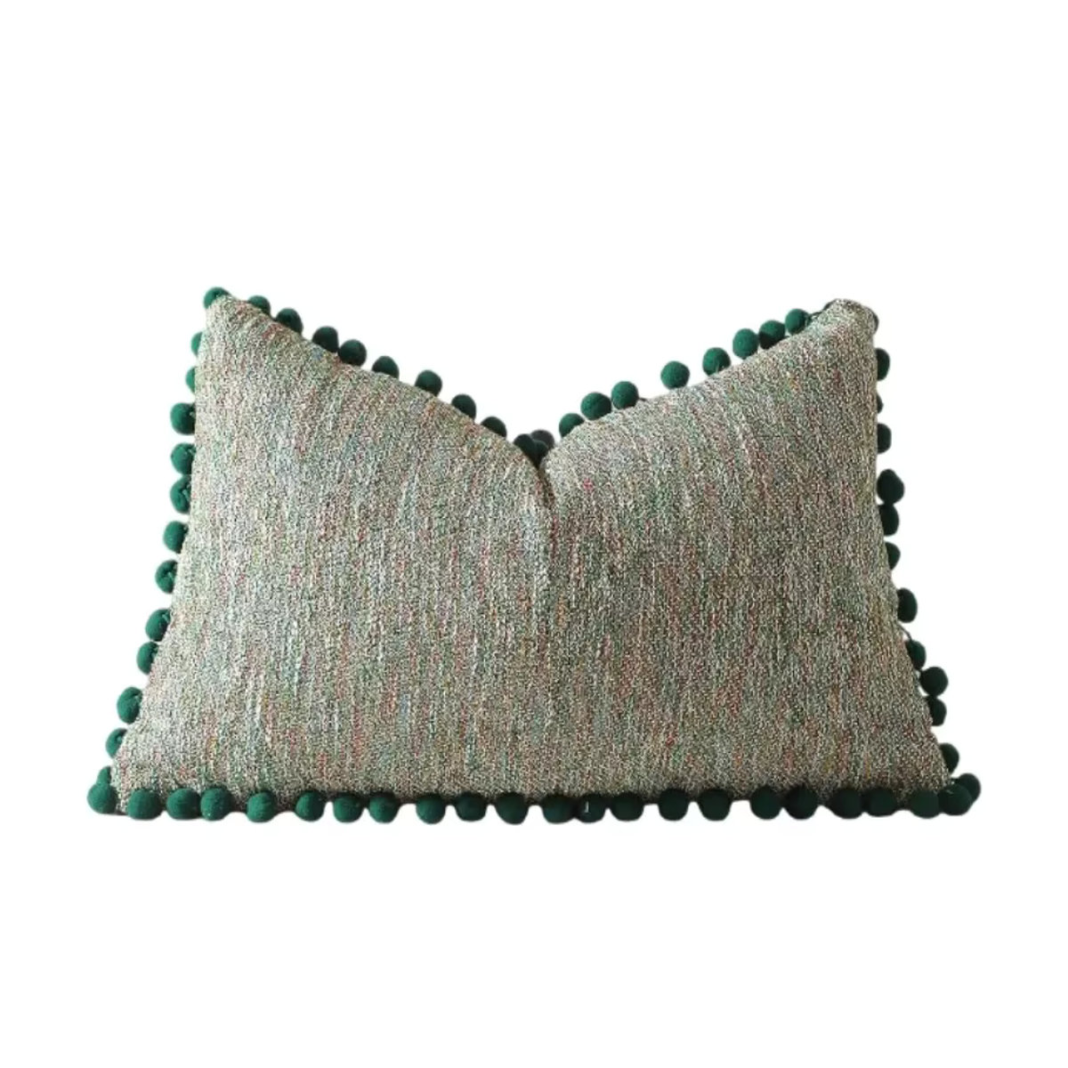 Inyahome Boho Kissenbezüge aus Samt mit Pompon in Grün und Schwarz, B/H: 30 x 50 cm und 45 x 45 cm - Bild 5