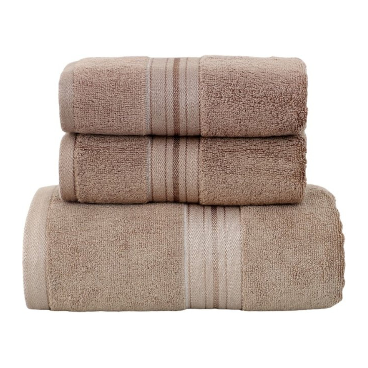 Inyahome Handtuch-Set aus Bambus in Beige, 3-teilig, saugstark - Bild 1