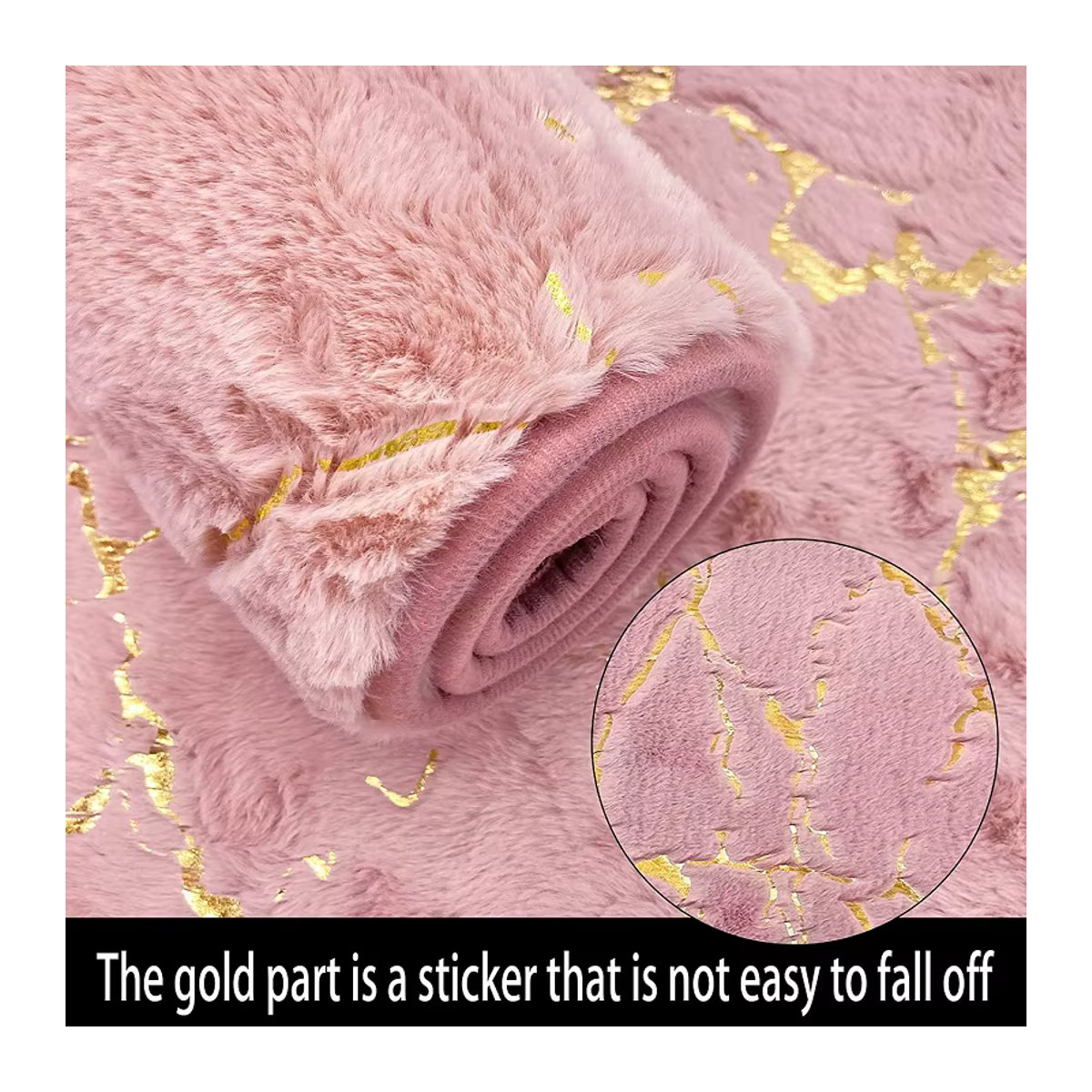 Inyahome Rutschfeste Badezimmermatte aus Kunstfell in Rosa oder Schwarz, Rechteckig - Bild 2