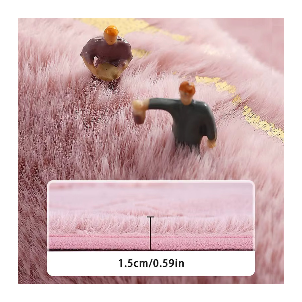 Inyahome Rutschfeste Badezimmermatte aus Kunstfell in Rosa oder Schwarz, Rechteckig - Bild 3