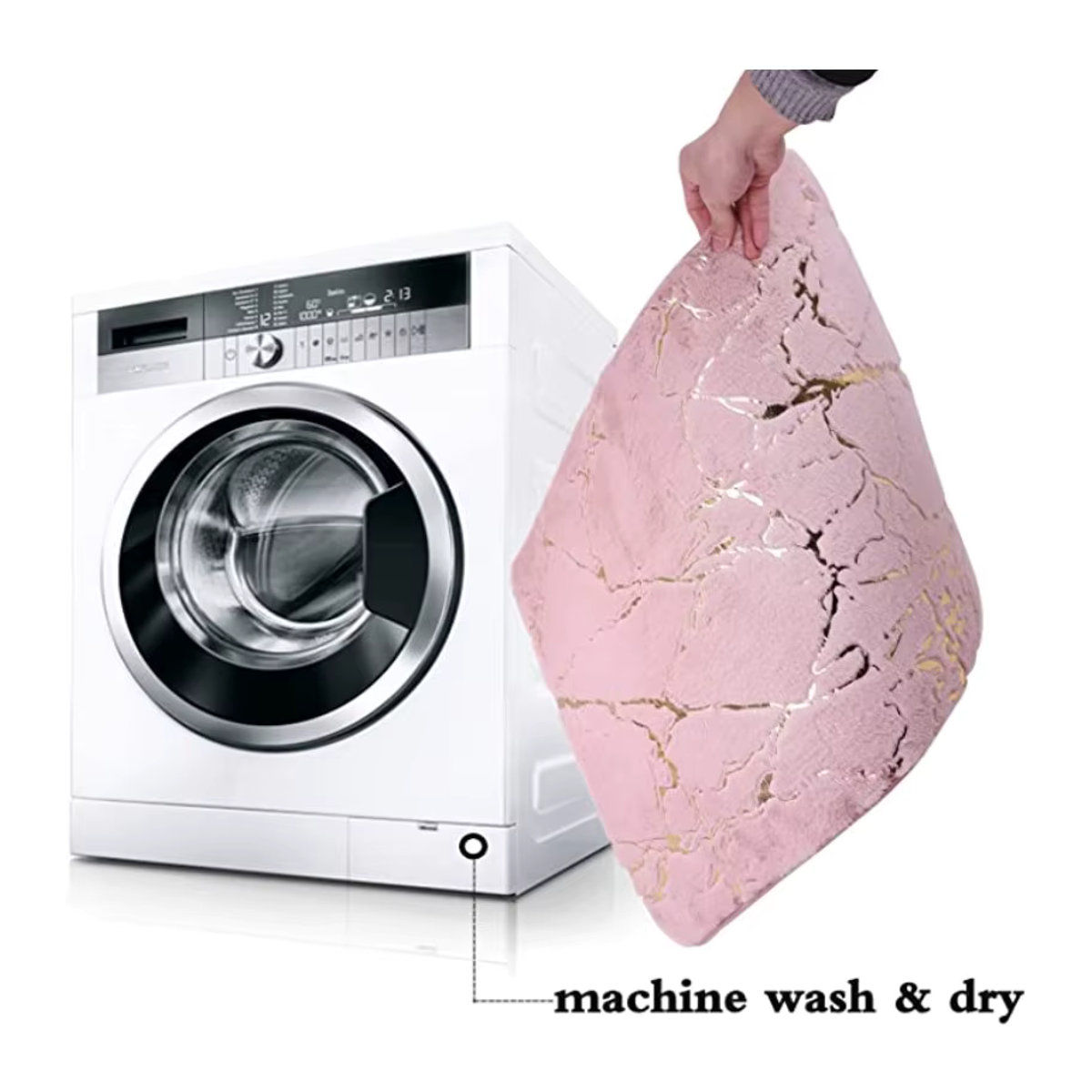 Inyahome Rutschfeste Badezimmermatte aus Kunstfell in Rosa oder Schwarz, Rechteckig - Bild 4