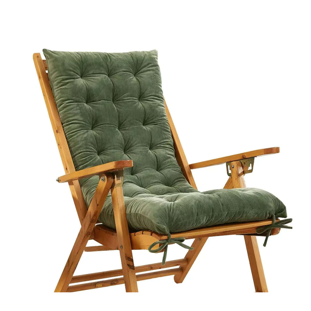 Inyahome Schaukel-Terrassen-Lounge-Stuhlkissen aus Samt mit Befestigungsbändern, getuftetes Sitz- und Rückenkissen für Innen und Außen, Grau oder Grün - Bild 7