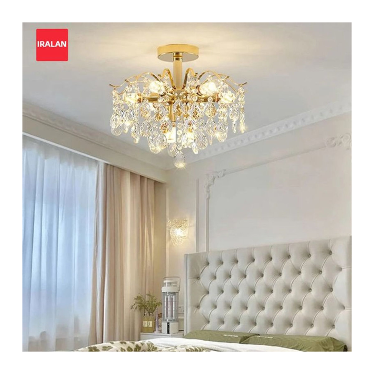IRALAN Klassische Kristall-Pendelleuchte aus Glas mit LED für dein Wohnzimmer - Bild 1