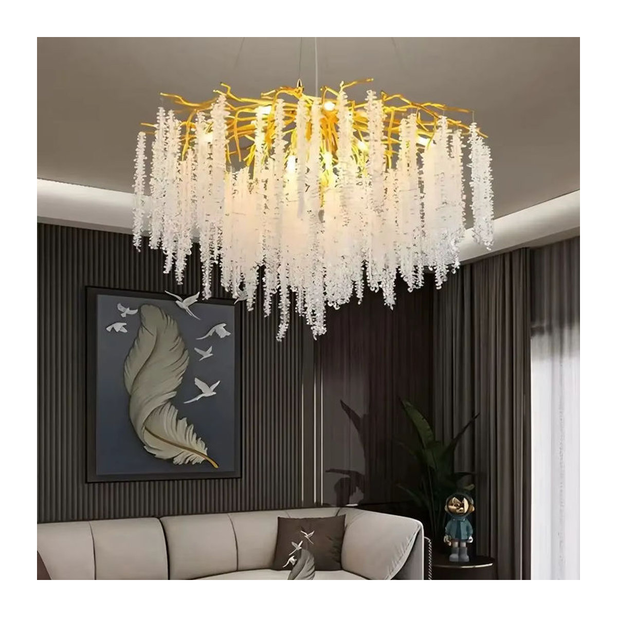 IRALAN Kristall LED Deckenleuchte in Gold mit Aluminium für Wohnzimmer Esszimmer und Flur - Bild 3