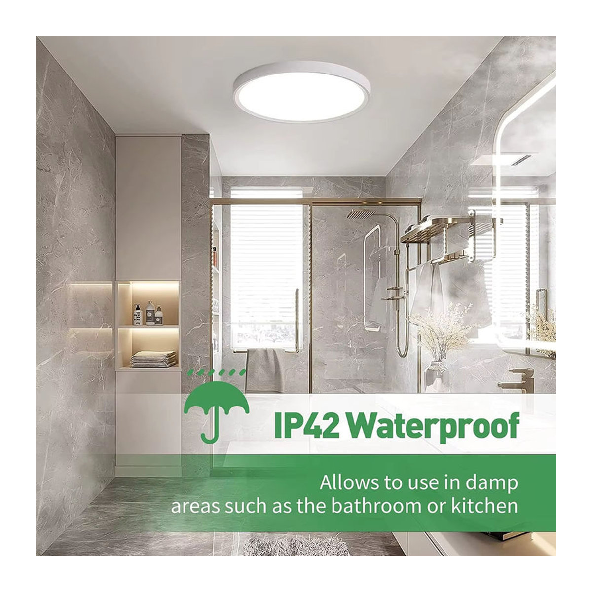 IRALAN LED Deckenleuchte in Weiß, minimalistisches Design aus Acryl, wasserdicht für Badezimmer, Schlafzimmer und Wohnzimmer - Bild 1