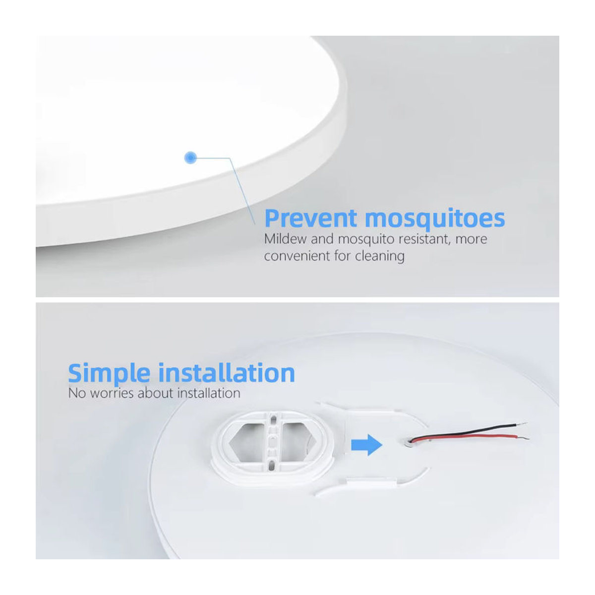 IRALAN LED Deckenleuchte in Weiß, minimalistisches Design aus Acryl, wasserdicht für Badezimmer, Schlafzimmer und Wohnzimmer - Bild 2