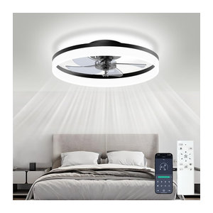 IRALAN LED Deckenventilator mit Fernbedienung und Dimmer in Schwarz, moderner Kronleuchter aus Acryl für Wohnzimmer und Schlafzimmer