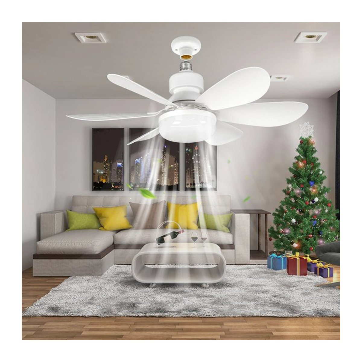 IRALAN LED Deckenventilatorleuchte in Weiß mit Fernbedienung und Dimmfunktion, 40 W, E27, Modernes Design für Wohnzimmer und Arbeitszimmer - Bild 1