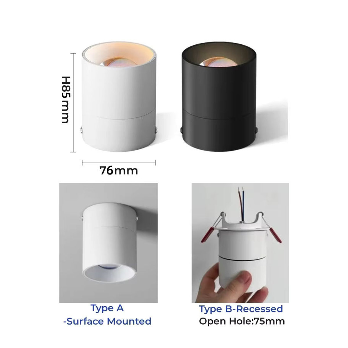 IRALAN LED Einbaustrahler aus Aluminium in Weiß für minimalistische Innenbeleuchtung im Wohnzimmer oder Schlafzimmer - Bild 4