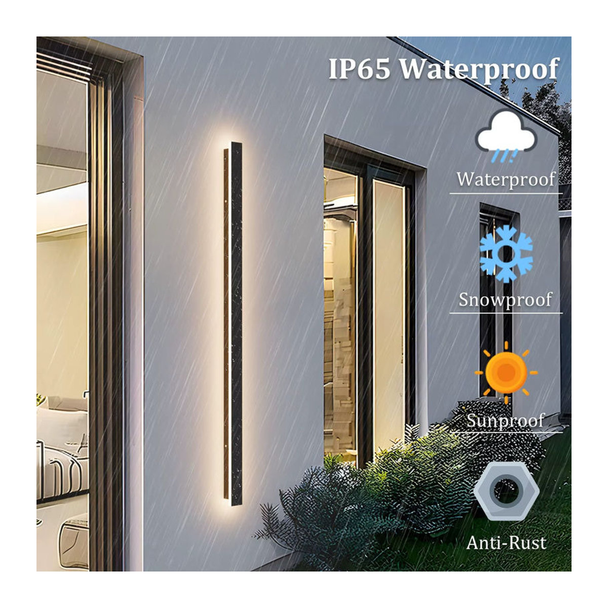 IRALAN LED Wandleuchte Modern Minimalistisch Schwarz IP65 Wasserdicht aus Acryl - Bild 4