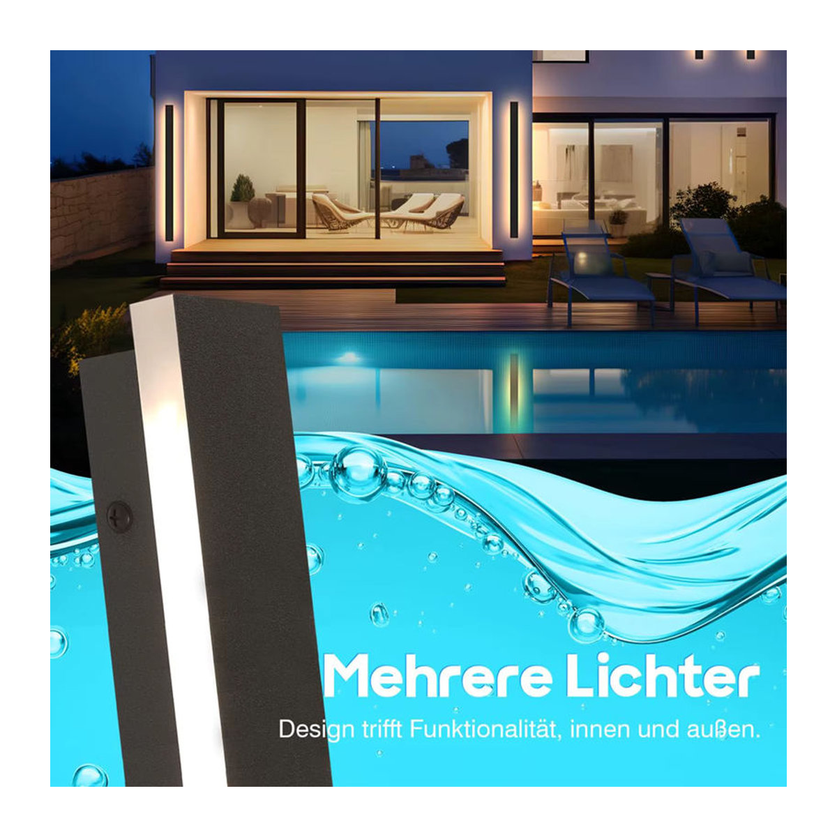 IRALAN LED Wandleuchte Modern Minimalistisch Schwarz IP65 Wasserdicht aus Acryl - Bild 5