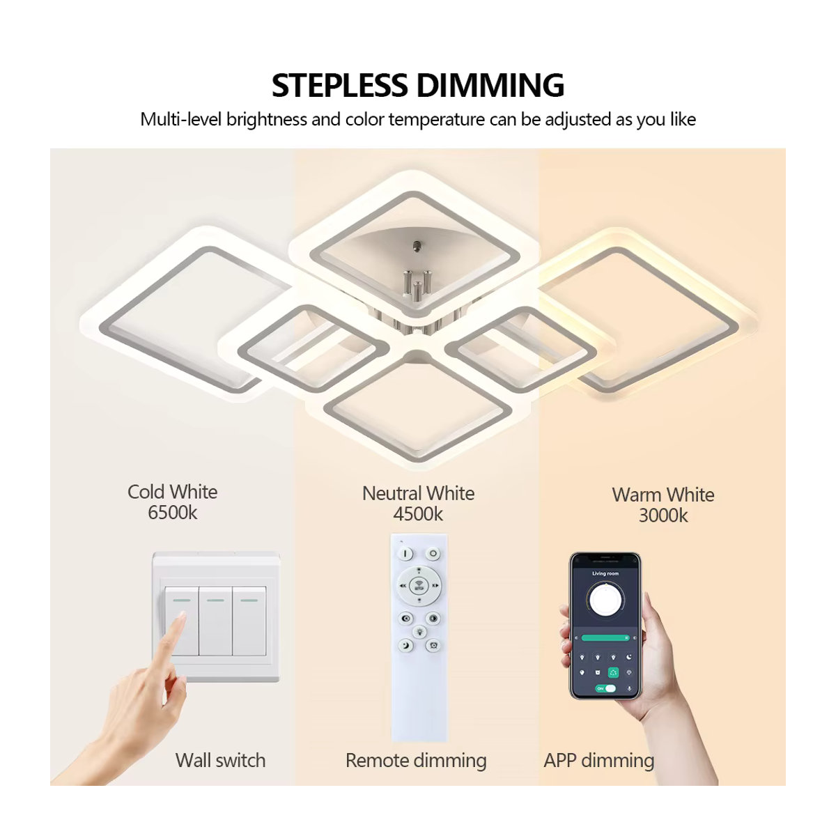 IRALAN Moderne LED Deckenleuchte in Weiß mit App- und Fernbedienung, Kreativer Kronleuchter aus Acryl für Schlafzimmer und Wohnraum - Bild 5