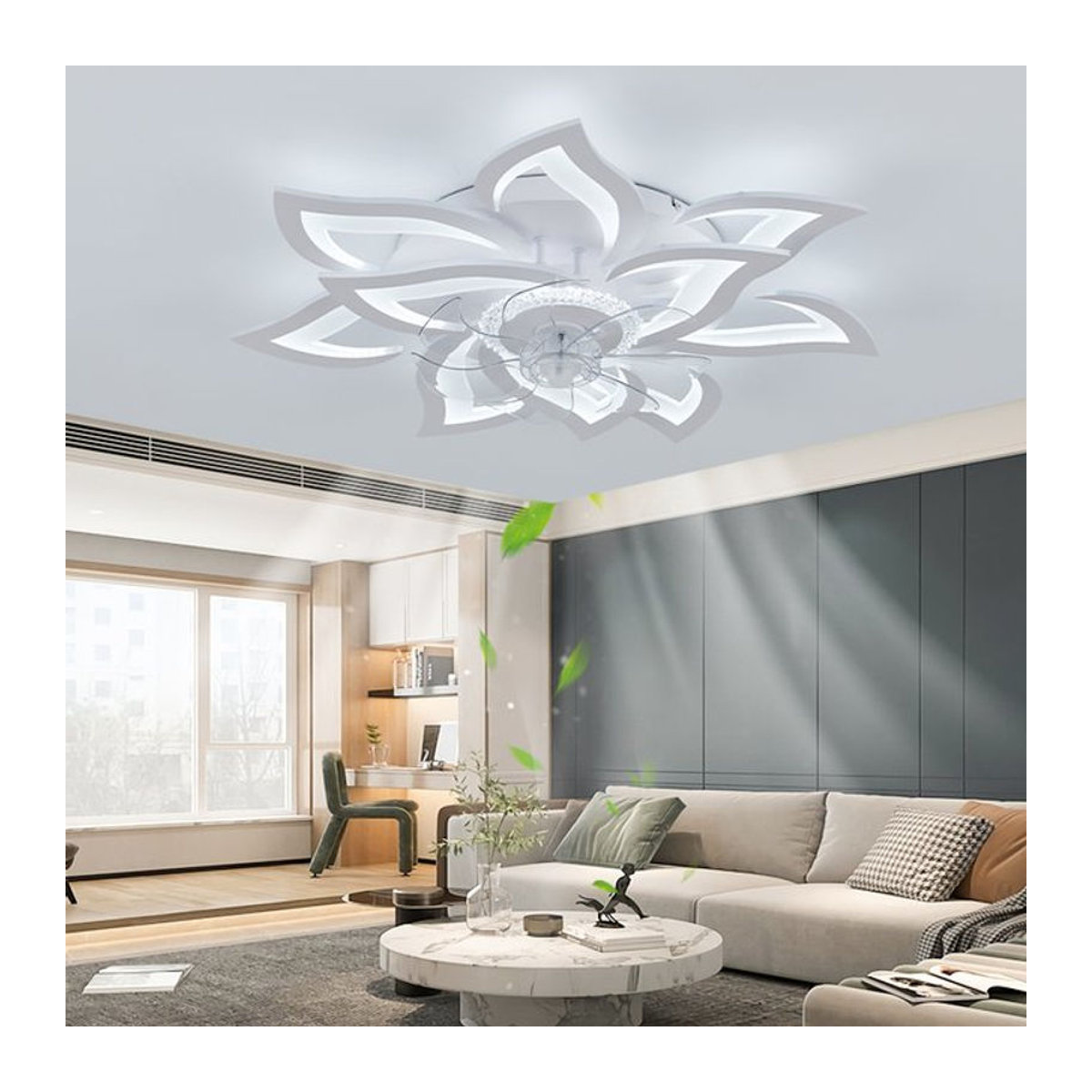 IRALAN Moderne LED Deckenventilator Lampe mit Fernbedienung in Weiß aus Acryl - Bild 1