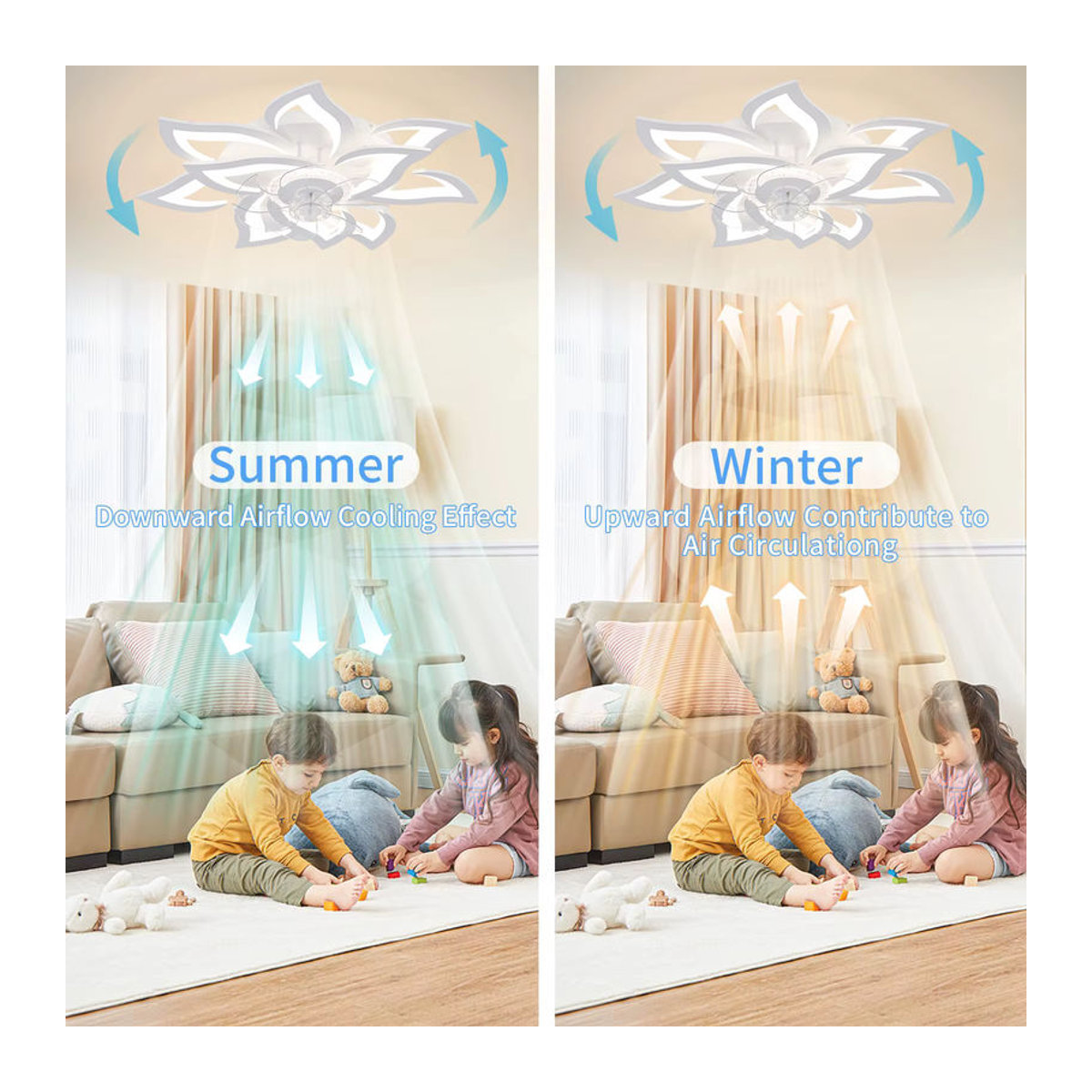 IRALAN Moderne LED Deckenventilator Lampe mit Fernbedienung in Weiß aus Acryl - Bild 5