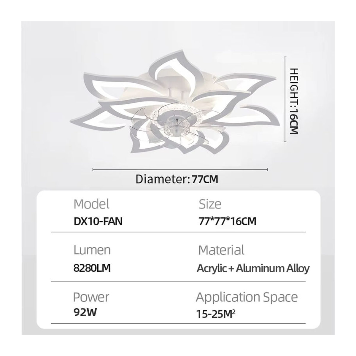 IRALAN Moderne LED Deckenventilator Lampe mit Fernbedienung in Weiß aus Acryl - Bild 6