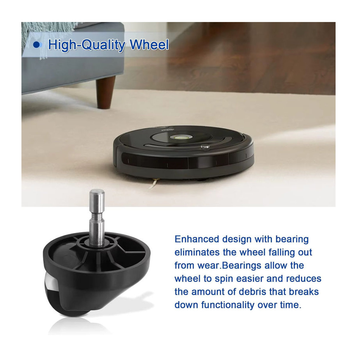 iRobot Ersatz-Vorderrad-Nachlaufkugel in Schwarz für Roomba Serien 500, 600, 700, 800, 900, e, i und j - Bild 6