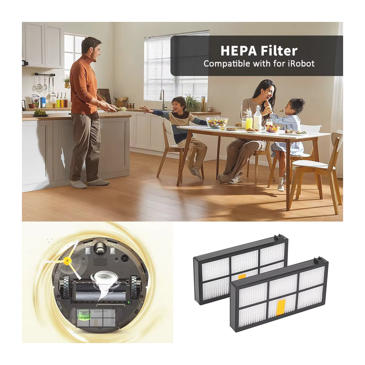 iRobot Roomba Filterzubehör Hepa-Ersatzteile für 800 und 900 Serie in Schwarz/Weiß - Bild 2