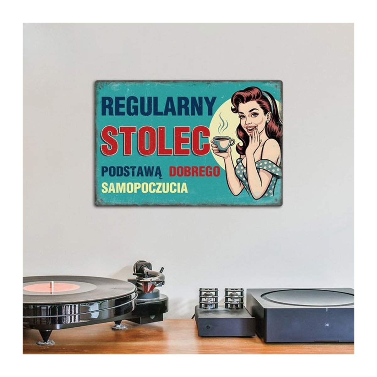 Iron Decor Vintage Metallblechschild DOBREGO SAMOPOCZUCIA Wandkunst Dekoration mehrfarbig B: 30 cm, H: 20 cm, T: 20 cm - Bild 1