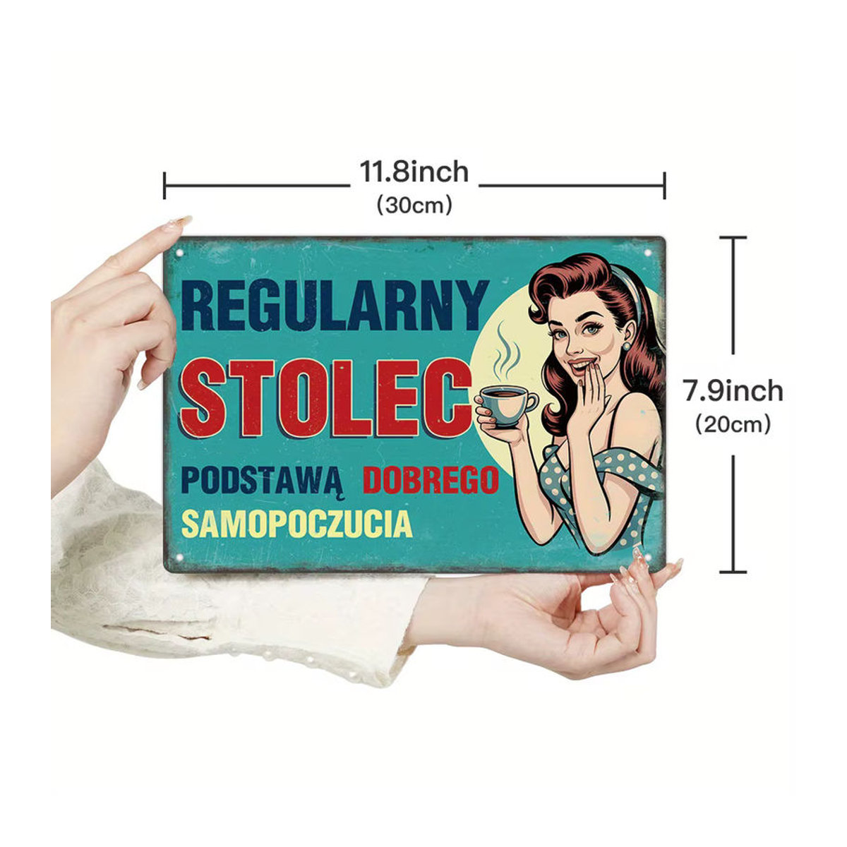 Iron Decor Vintage Metallblechschild DOBREGO SAMOPOCZUCIA Wandkunst Dekoration mehrfarbig B: 30 cm, H: 20 cm, T: 20 cm - Bild 4