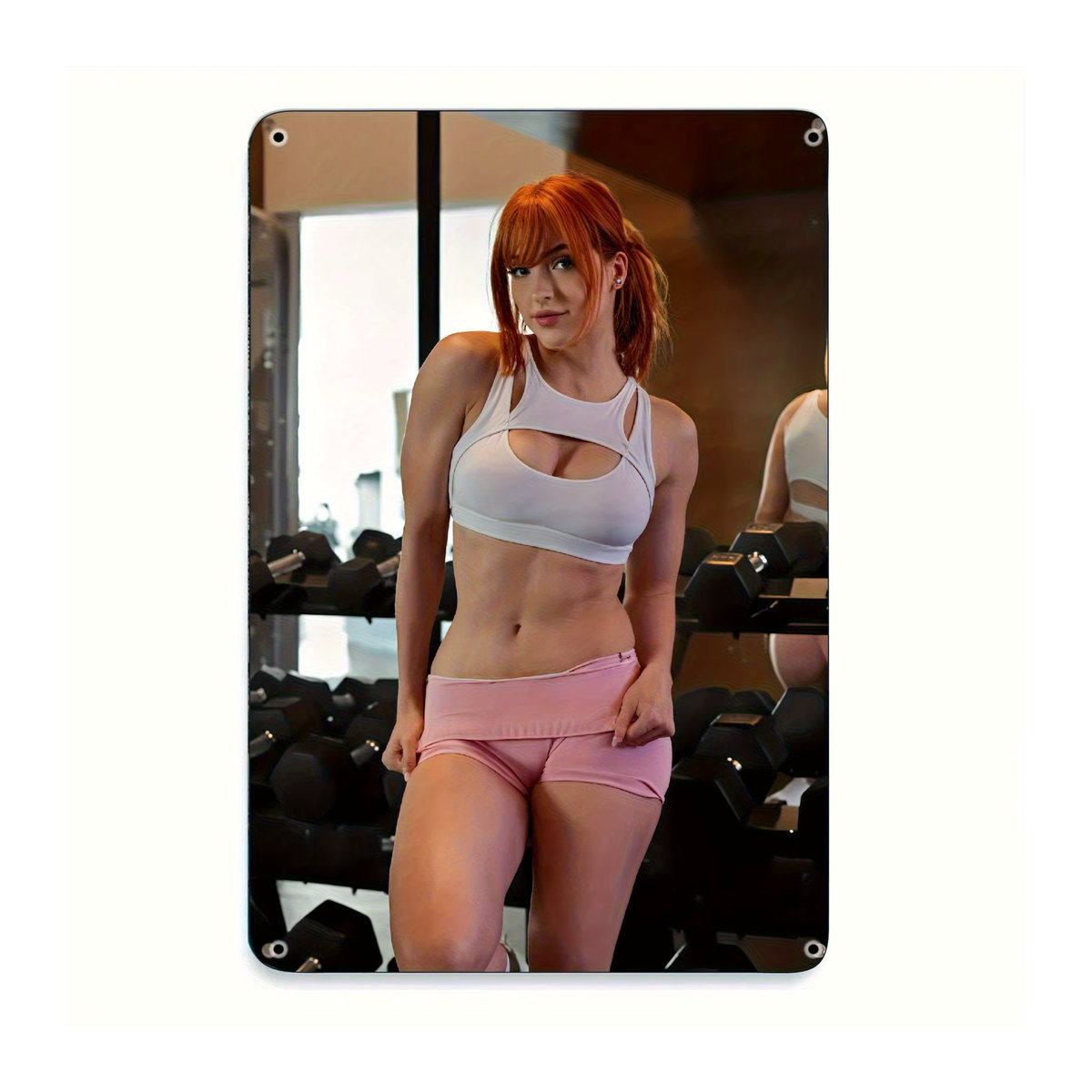 IRONZONE Vintage Metall-Wanddekoration Fitness-Frau Porträt, Metallkunst-Schild für Fitnessstudio und Café, Breite: 50,8 cm, Höhe: 76,2 cm - Bild 3