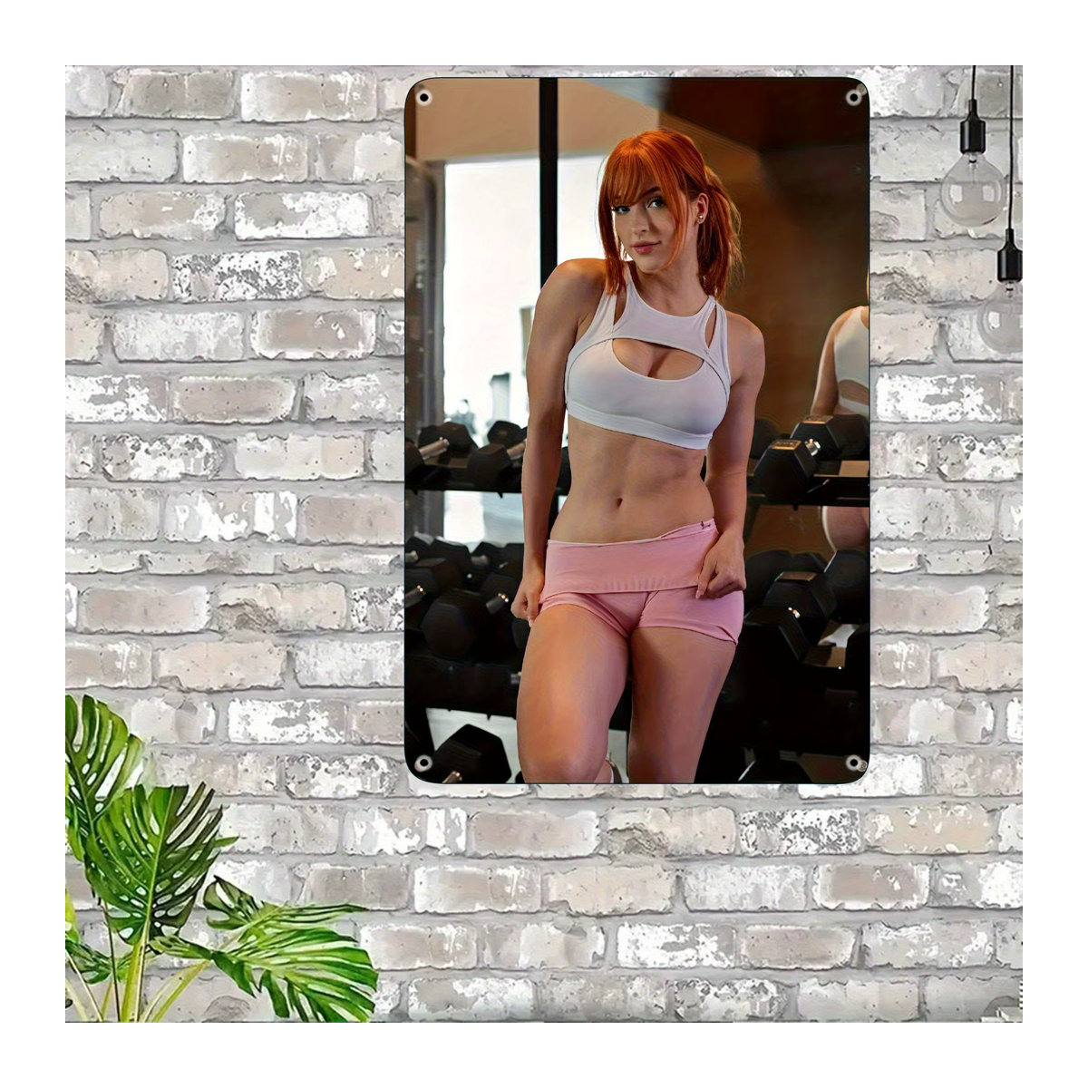 IRONZONE Vintage Metall-Wanddekoration Fitness-Frau Porträt, Metallkunst-Schild für Fitnessstudio und Café, Breite: 50,8 cm, Höhe: 76,2 cm - Bild 4