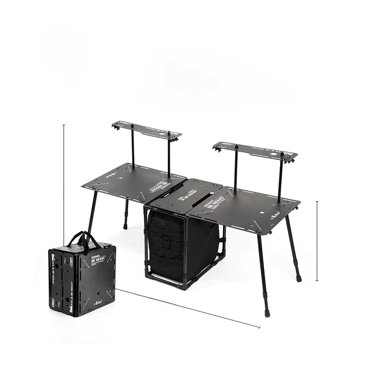 ISE MOUNT Outdoor Skeleton Tactical Pack Camping Klapptisch aus Metall in Schwarz - Bild 7