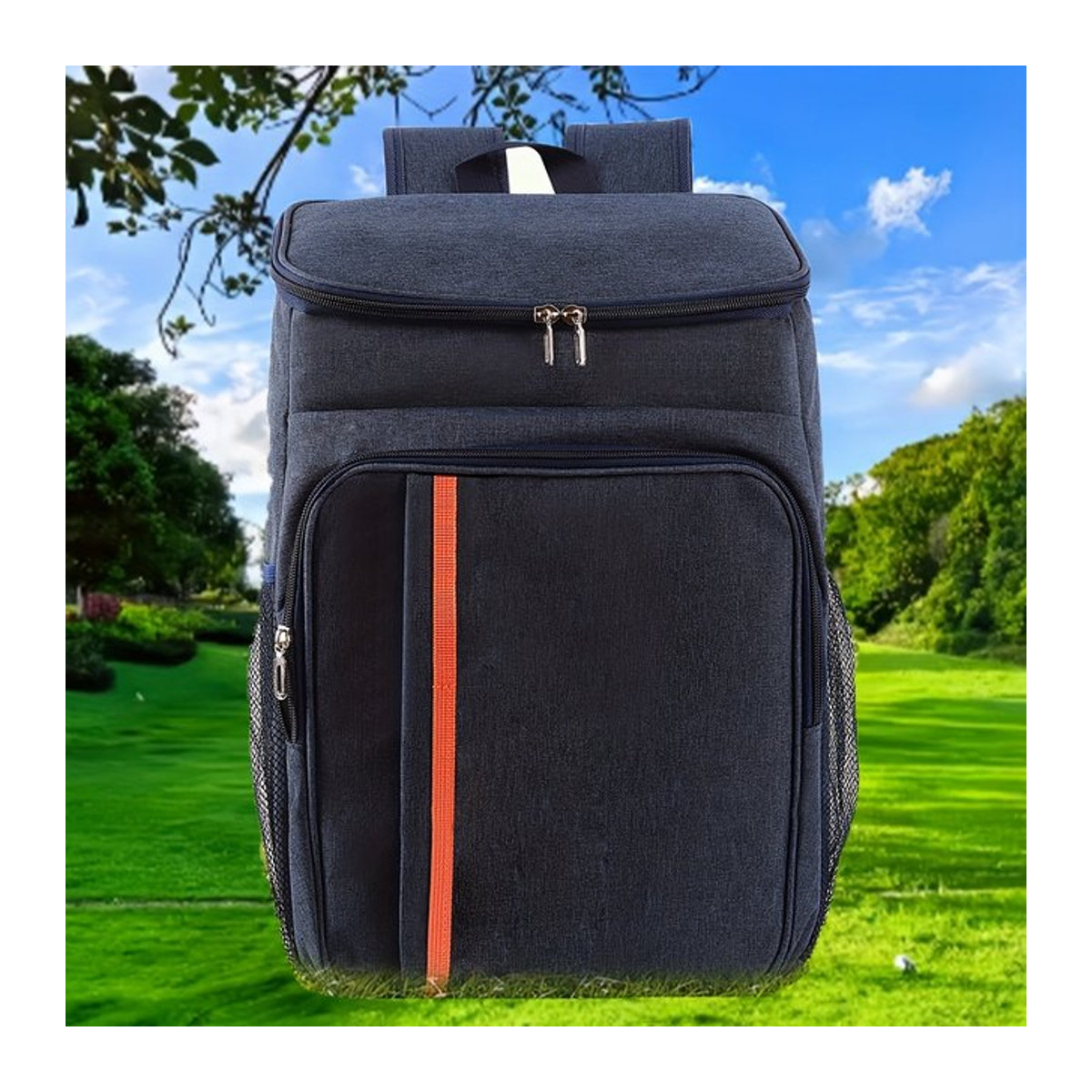 Isolierte Picknick- und Campingtasche aus Oxford-Stoff mit doppelten Schultergurten in Schwarz - Bild 1