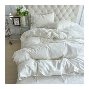 IvaRose HOME TEXTILE 4-teiliges Bettwäsche-Set Queen-Size in Weiß und Grün mit Reißverschluss