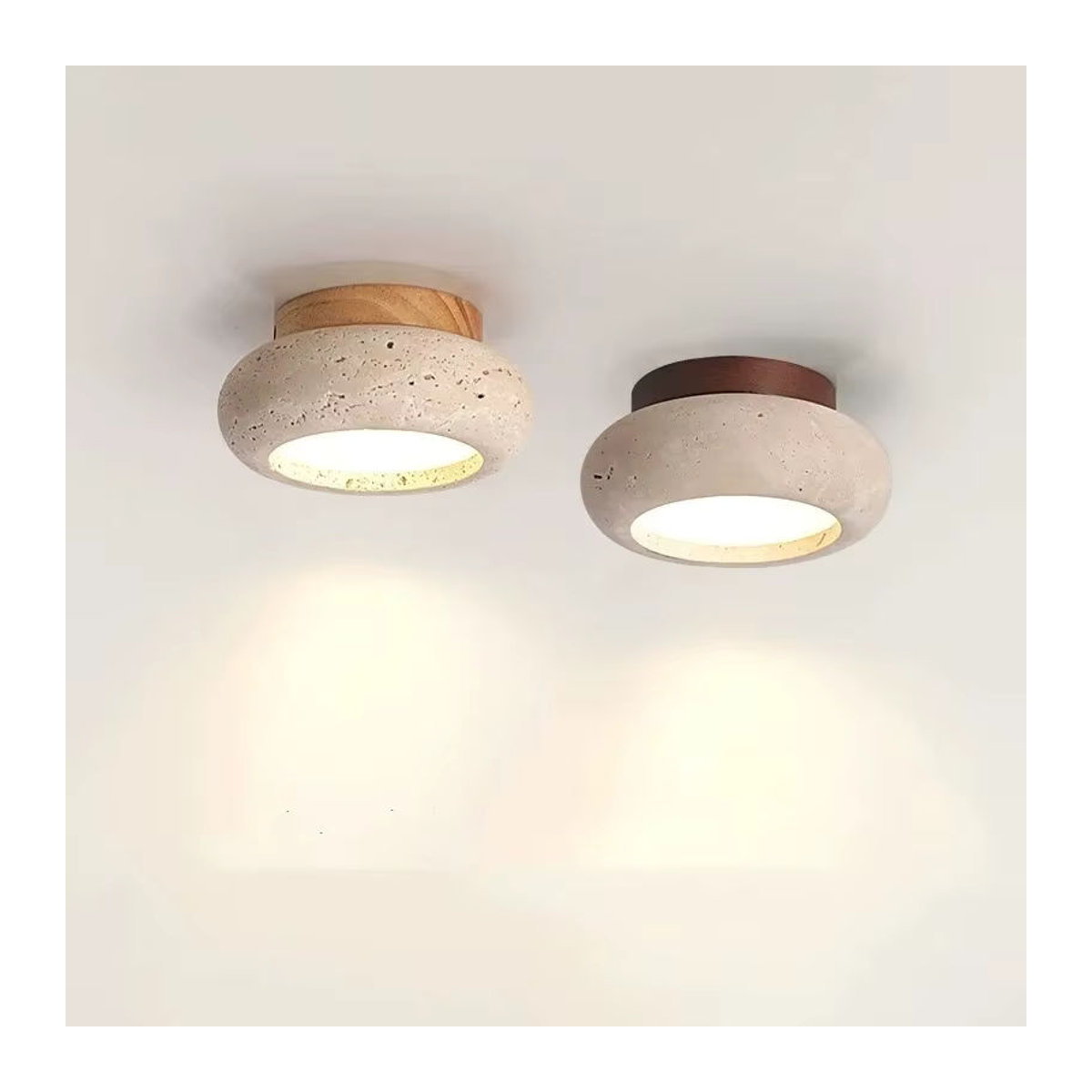 IWHD LED Deckenleuchte aus Holz in modernem skandinavischem Design, Ellipse in Gelb und Beige - Bild 2
