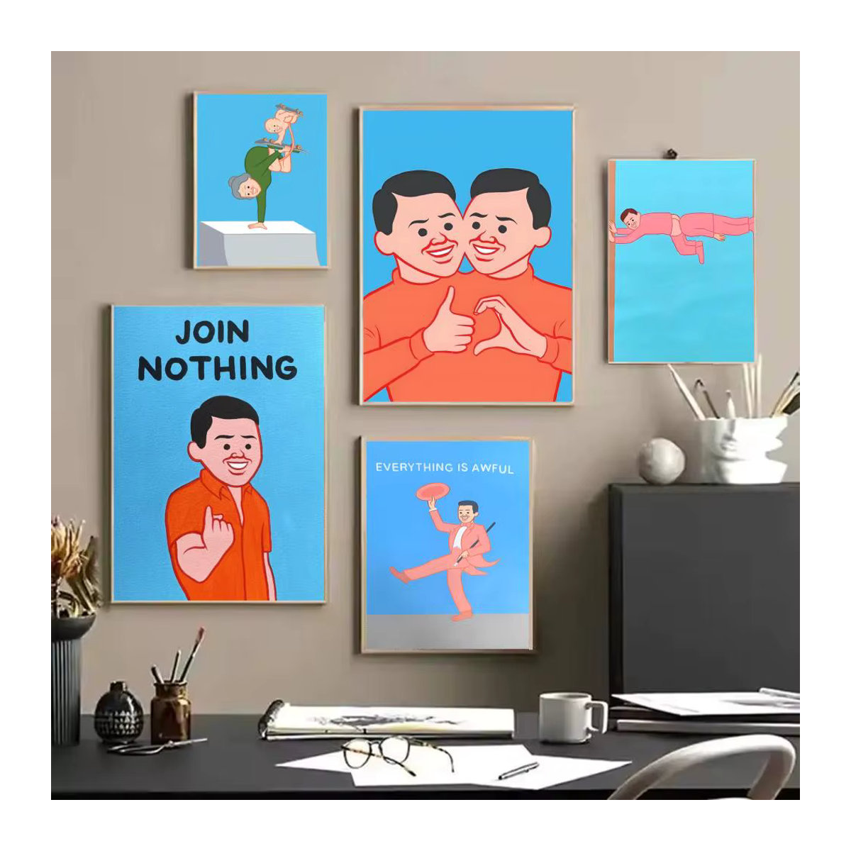 J-Joan Cornella Wandkunst Poster-Aufkleber in Schwarz und Mehrfarbig, Modernes Ästhetisches Gemälde für Wohnzimmer und Schlafzimmer, Rechteckig und Wasserfest - Bild 2