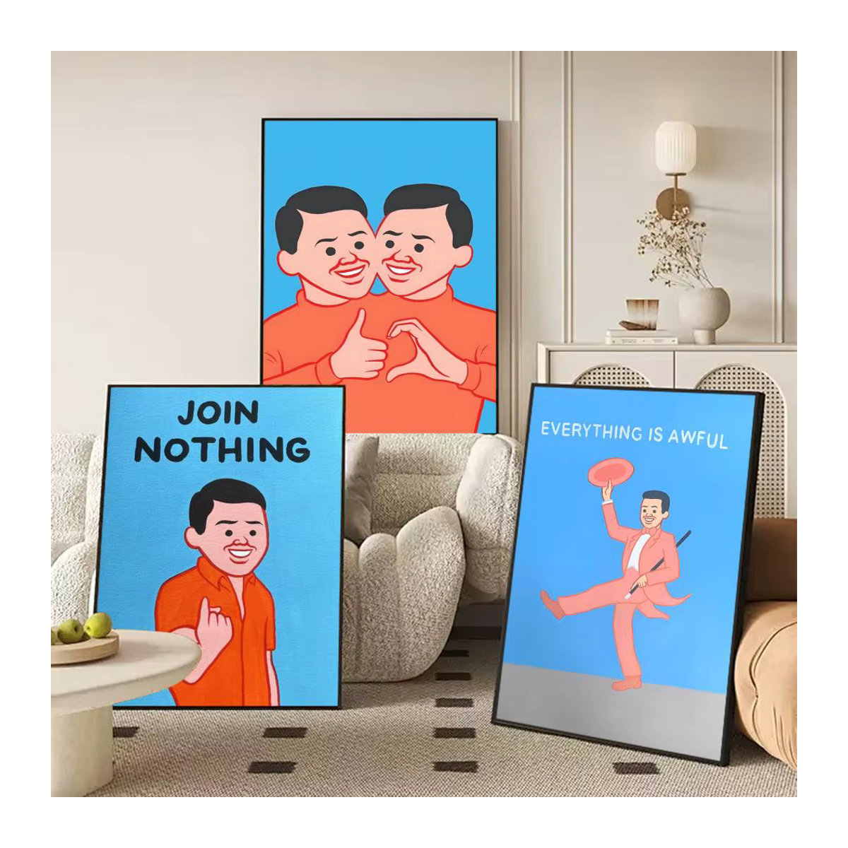 J-Joan Cornella Wandkunst Poster-Aufkleber in Schwarz und Mehrfarbig, Modernes Ästhetisches Gemälde für Wohnzimmer und Schlafzimmer, Rechteckig und Wasserfest - Bild 3