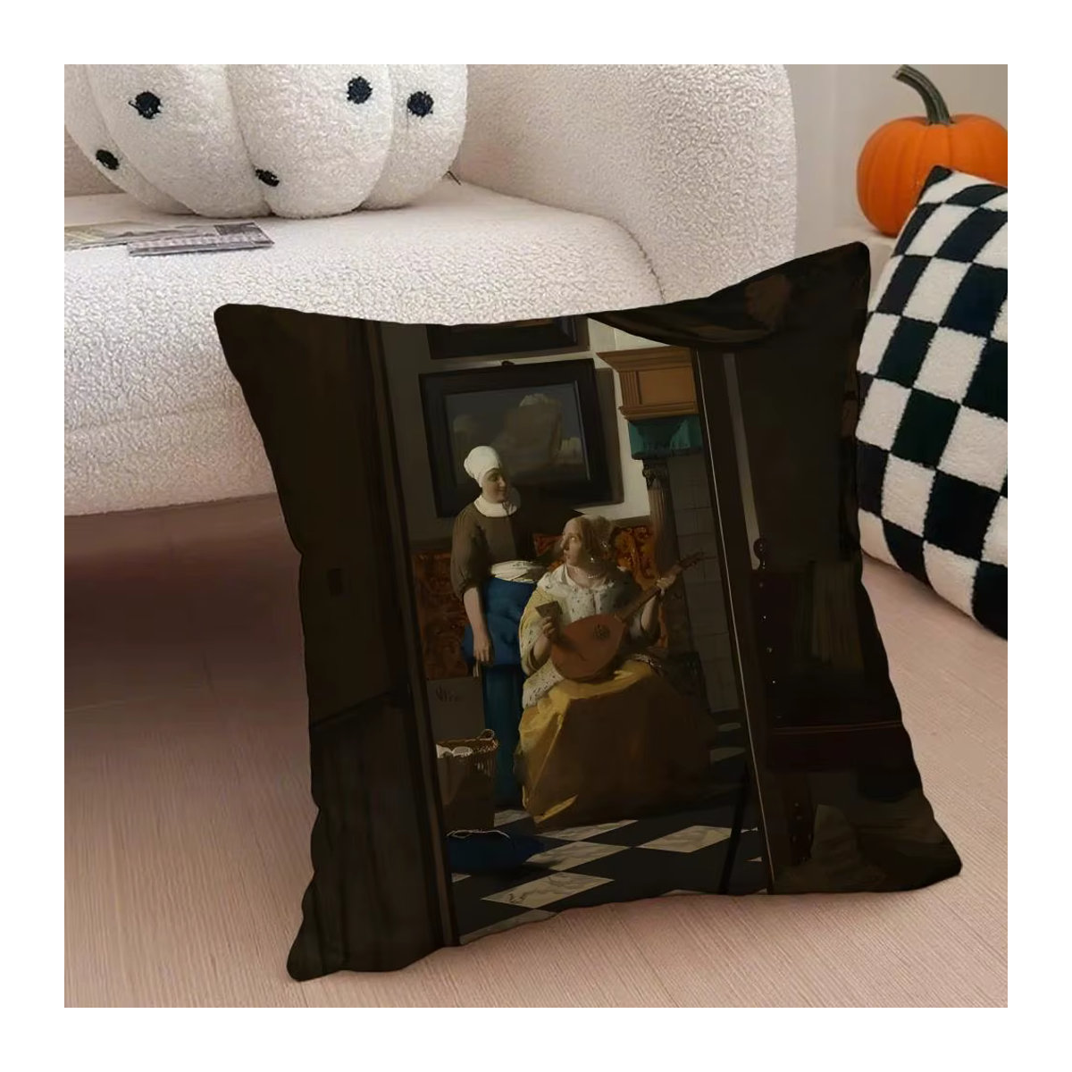 J-Johannes V-Vermeer Kissenbezug aus Leinen in Weiß und Mehrfarbig für deine Couch und Raumdekoration - Bild 2