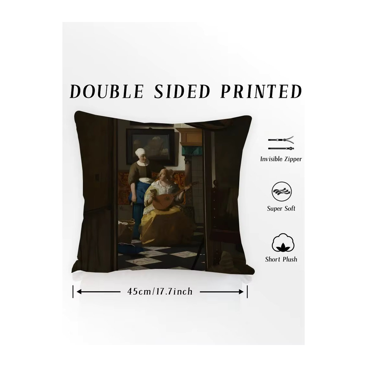 J-Johannes V-Vermeer Kissenbezug aus Leinen in Weiß und Mehrfarbig für deine Couch und Raumdekoration - Bild 4