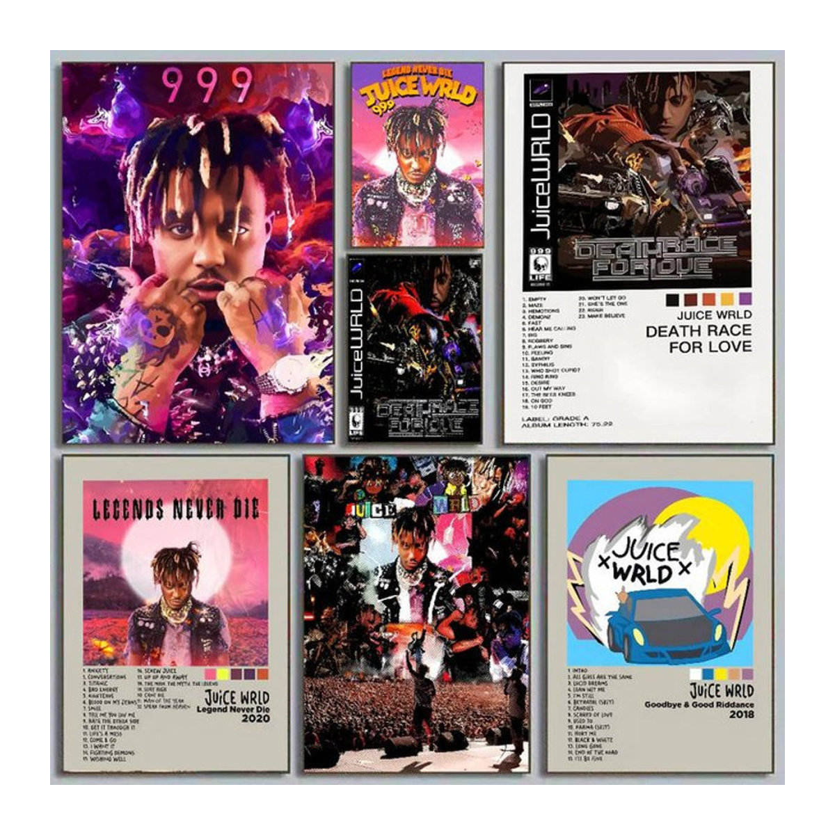 J-Juice W-Wrld Rapper Musik Poster Porträt Kunst auf Papier, mehrfarbig, Hochformat, Rahmenlos - Bild 1
