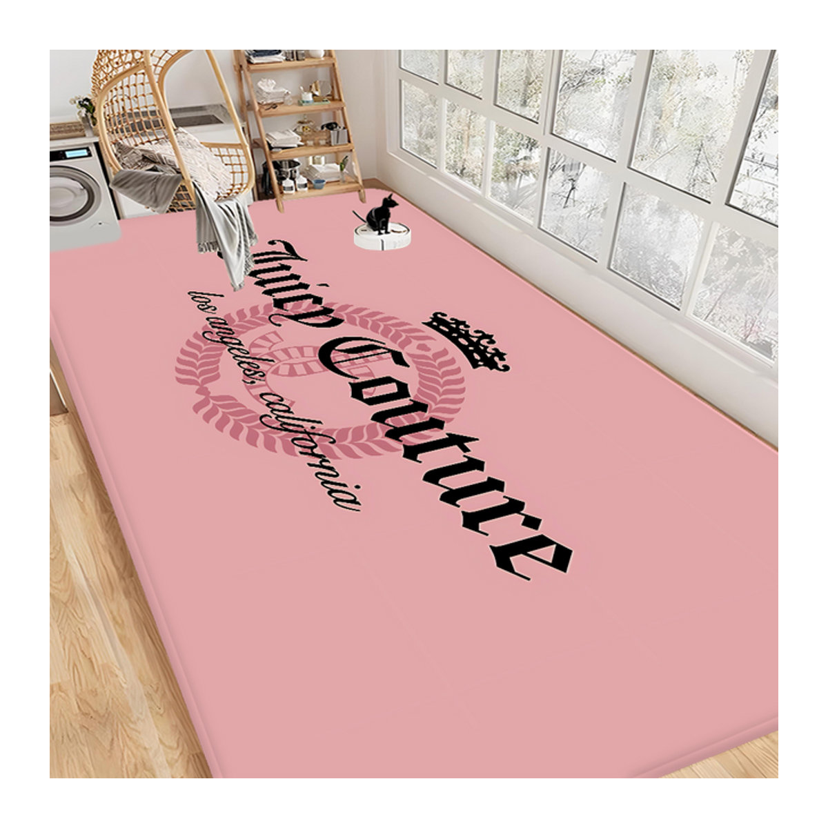 J-Juicy Raummatte C-Couture in Rosa mit Print, rutschfest und modern für Wohnzimmer oder Balkon - Bild 1