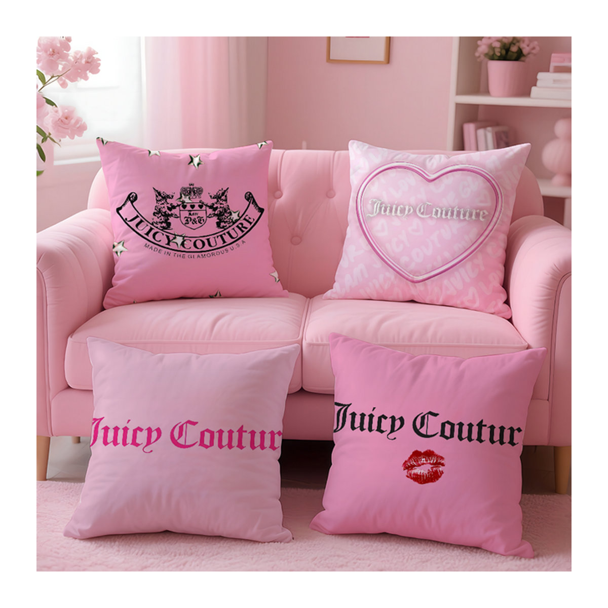 J-Juicys C-Couture Anime Kissenbezug aus kurzem Plüsch in Rosa mit unsichtbarem Reißverschluss und Anti-Milben-Schutz - Bild 1
