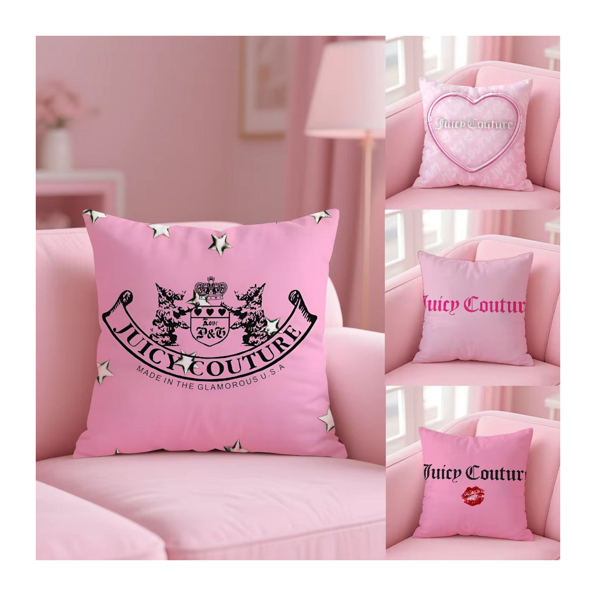 J-Juicys C-Couture Anime Kissenbezug aus kurzem Plüsch in Rosa mit unsichtbarem Reißverschluss und Anti-Milben-Schutz - Bild 2
