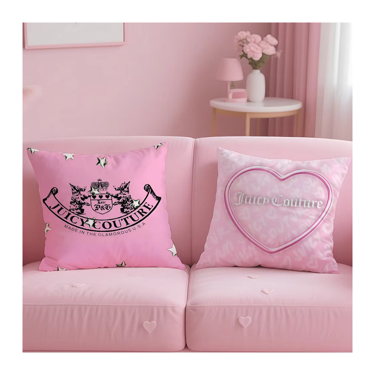 J-Juicys C-Couture Anime Kissenbezug aus kurzem Plüsch in Rosa mit unsichtbarem Reißverschluss und Anti-Milben-Schutz - Bild 3