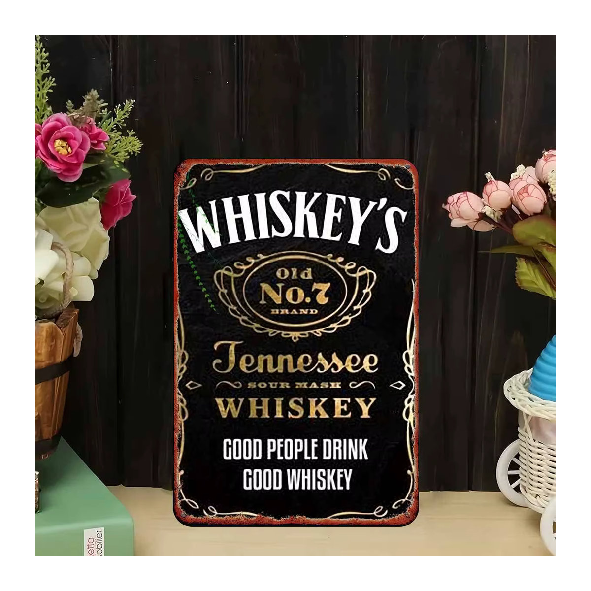 Jack Daniel's Whiskey Metall-Blechschild im Vintage-Design für die Wanddekoration, Schwarz, Rechteckig, Höhe: 30 cm, Breite: 20 cm - Bild 2