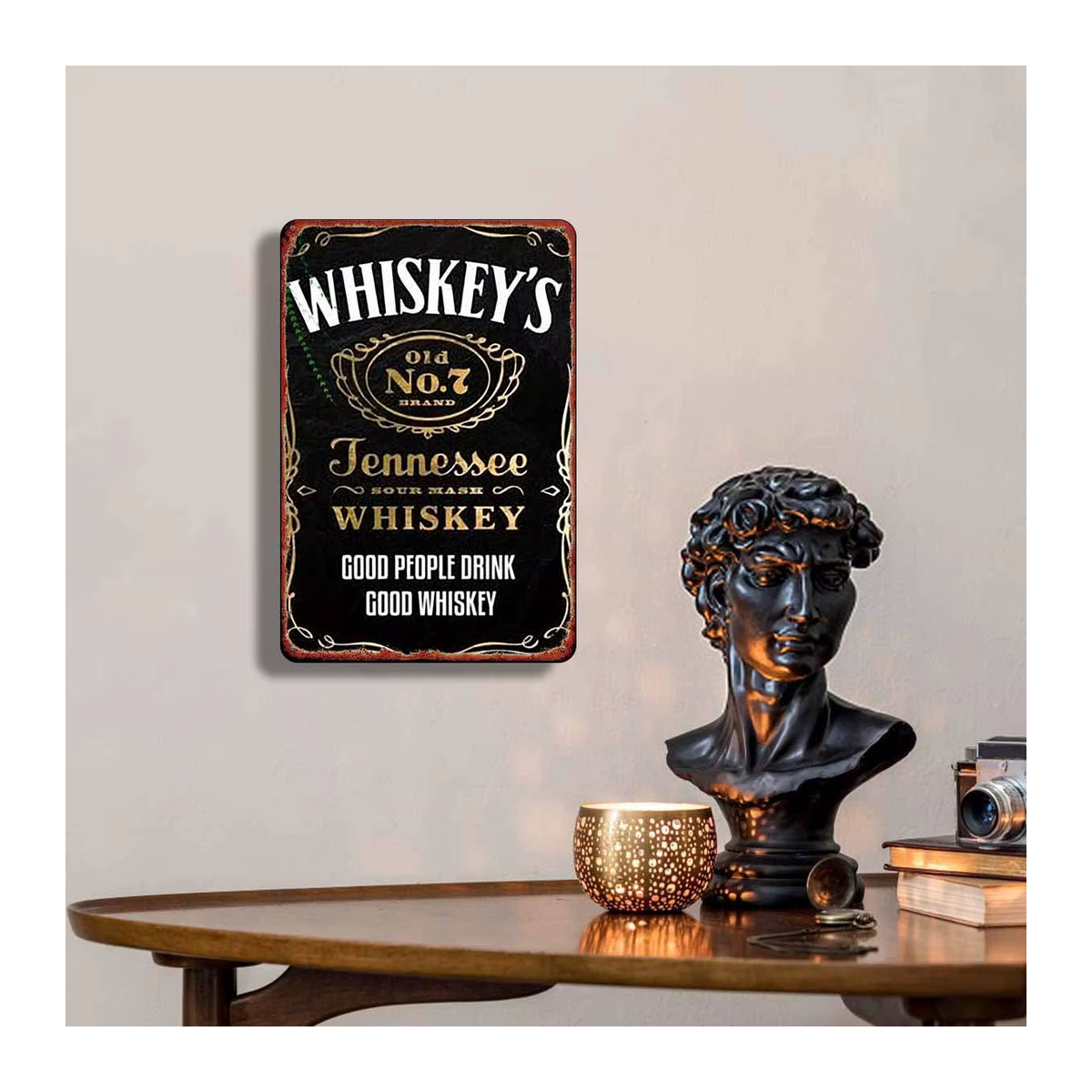 Jack Daniel's Whiskey Metall-Blechschild im Vintage-Design für die Wanddekoration, Schwarz, Rechteckig, Höhe: 30 cm, Breite: 20 cm - Bild 4