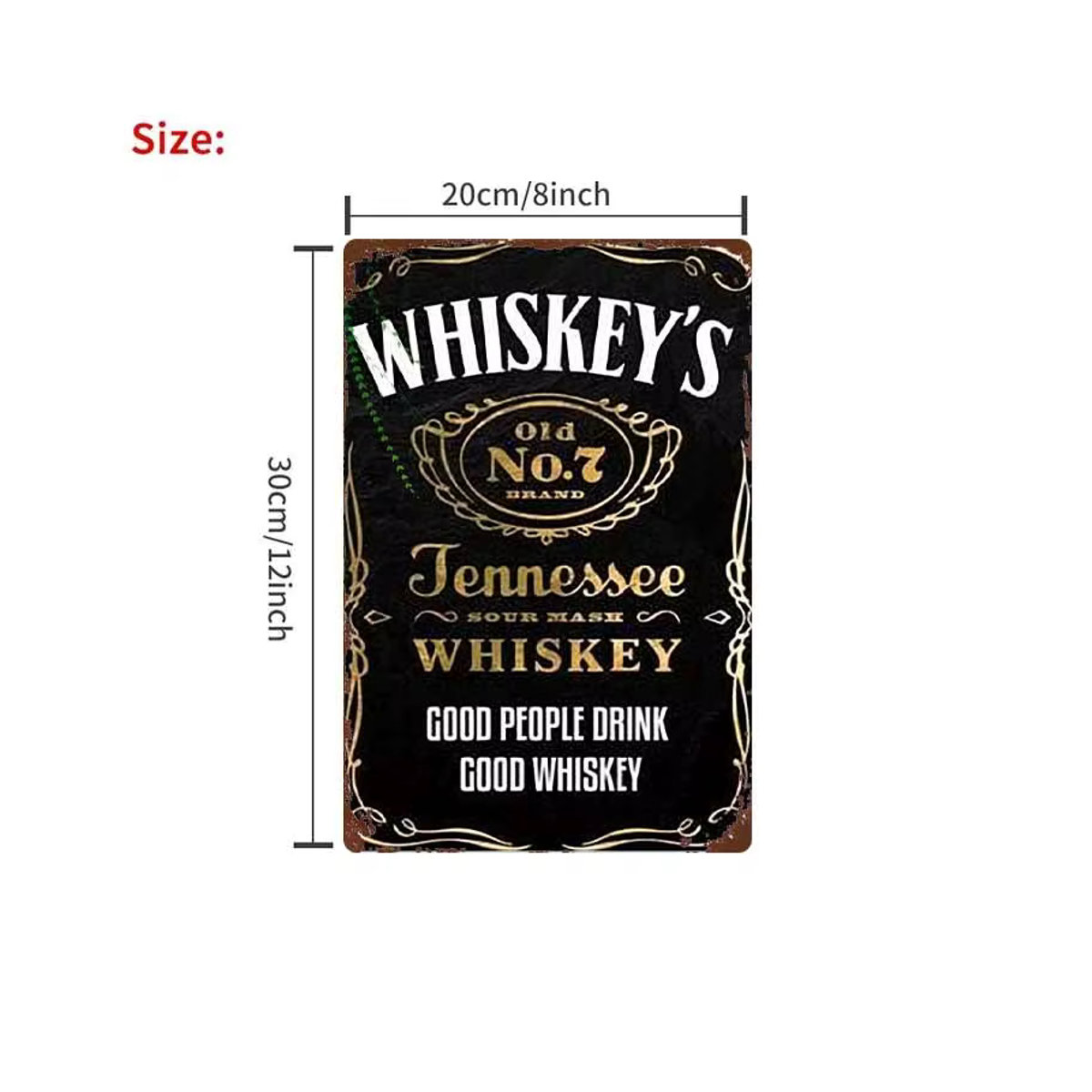 Jack Daniel's Whiskey Metall-Blechschild im Vintage-Design für die Wanddekoration, Schwarz, Rechteckig, Höhe: 30 cm, Breite: 20 cm - Bild 5