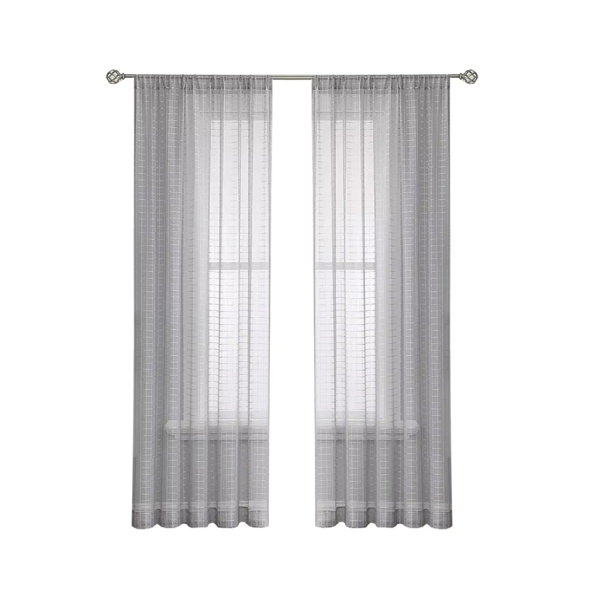Jacquard Plaid Sheer Vorhänge aus Tüll für Wohnzimmer, Schlafzimmer und Küche - Bild 5