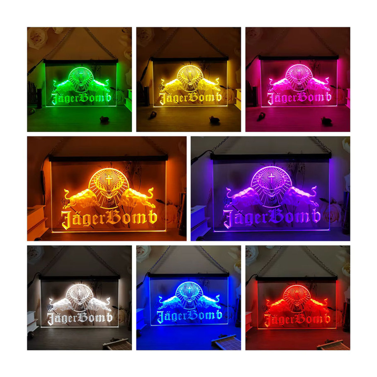 Jager Bull Wine LED Neon Schild in Rosa und Weiß für deine Wanddekoration im Schlafzimmer oder bei Hochzeiten - Bild 2