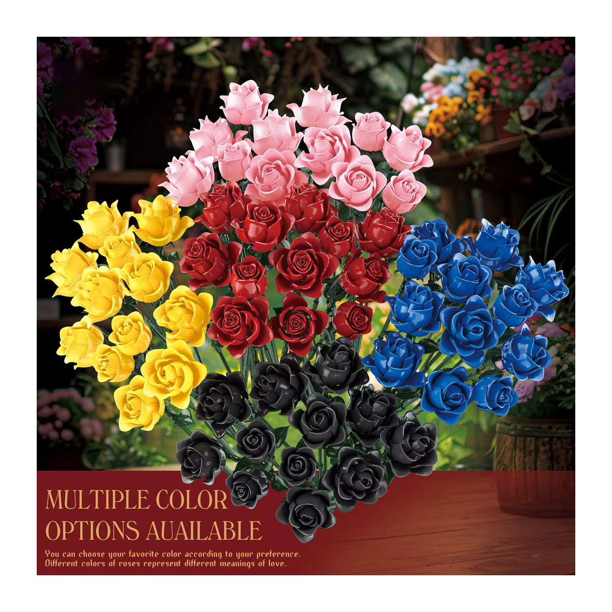 JAKI Romantischer Blumenstrauß aus Bausteinen, Mehrfarbiges MOC-Modell aus Kunststoff - Bild 2